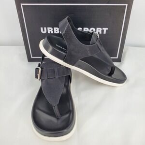 Urban Sport by J/Slides Freya Sporty‎ Sandals Footbed Thong Black Womens 6.5M